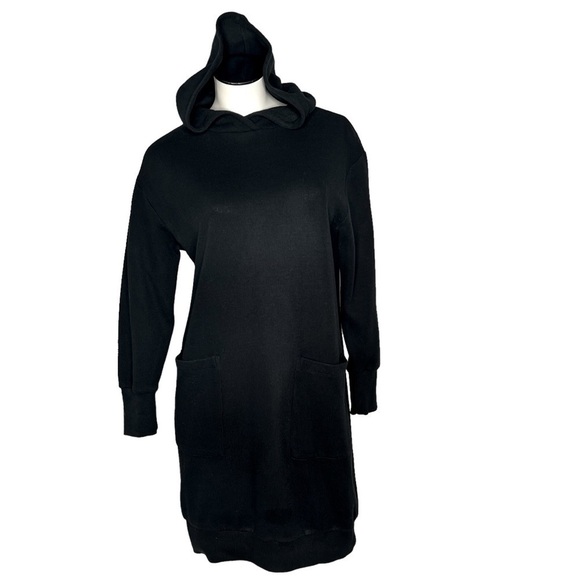 WHO WHAT WEAR Long Sleeve Black Longevity Hoodie Dress Women's Size XS - Picture 5 of 16